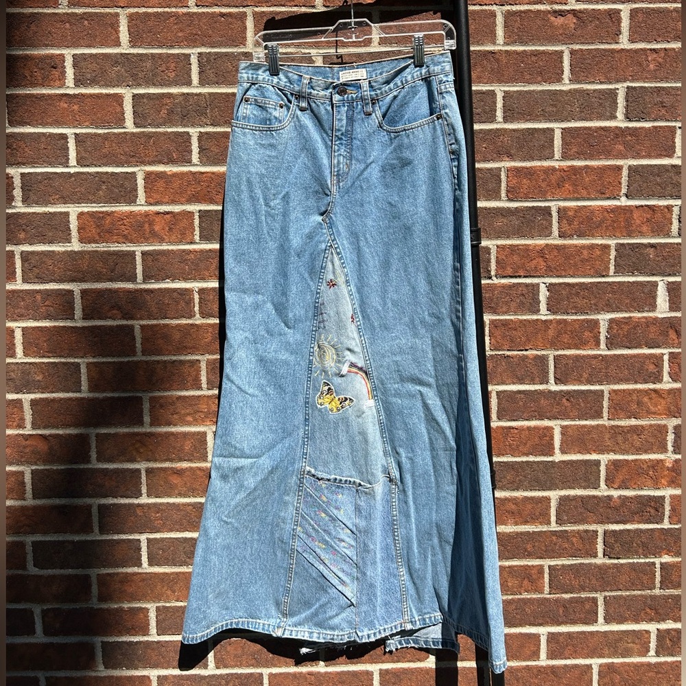 Y2K hippie denim maxi skirt